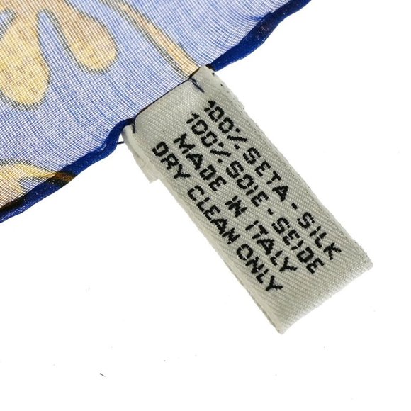 CHANEL CC Logo XL JUMBO Scarf Handkerchief 100% Silk Blue Accessory 61RJ342 - Picture 7 of 15